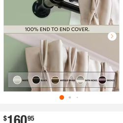 EMOH 1 inch Pipe Double Blackout Curtain Rod 120-170 inch-Black