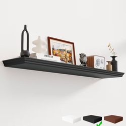 Fun Memories Floating Shelves 48 Inch Long, 9.3 Inch Deep Classic Crown Molding Floating Shelves for Wall, Rustic Wooden Shelves for Wall Decor Bathro