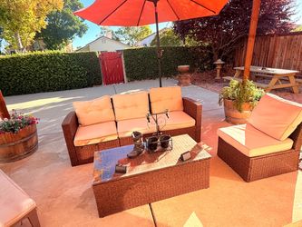 Outdoor Wicker Patio Sofa Set with Cushions