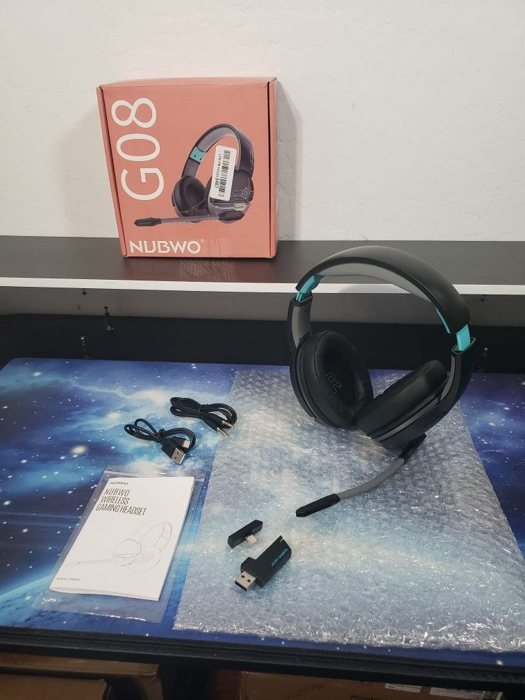 New NUBWO G08 Dual Wireless Gaming Headset W/ Mic for PS5, PS4, PC, Mobile & Tablet | 2.4GHz Wireless & Bluetooth 5.3 | 100 Hr Battery | 50mm Drivers
