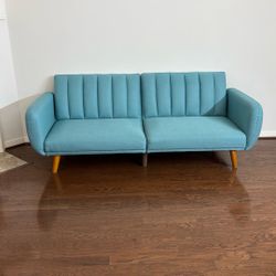 Novogratz Brittany Futon Light Teal Linen