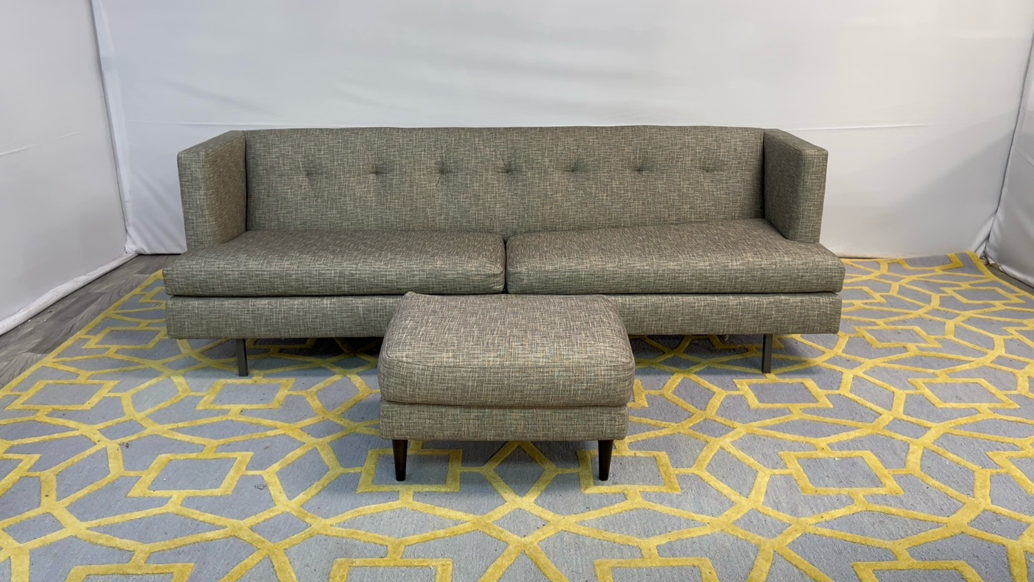 ( Delivery Available ) Cb2 Avec Gray Sofa with Ottoman