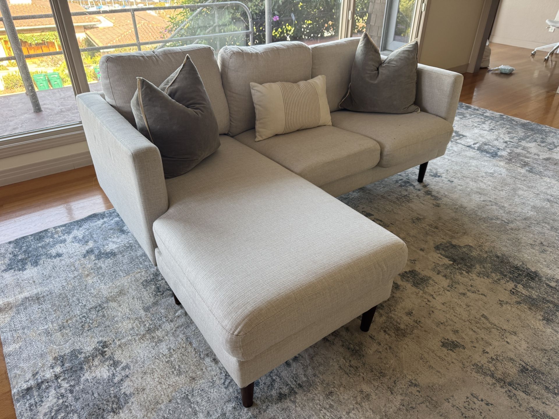 Rivet Revolve Modern Upholstered Sofa with Reversible Sectional Chaise, 80"W