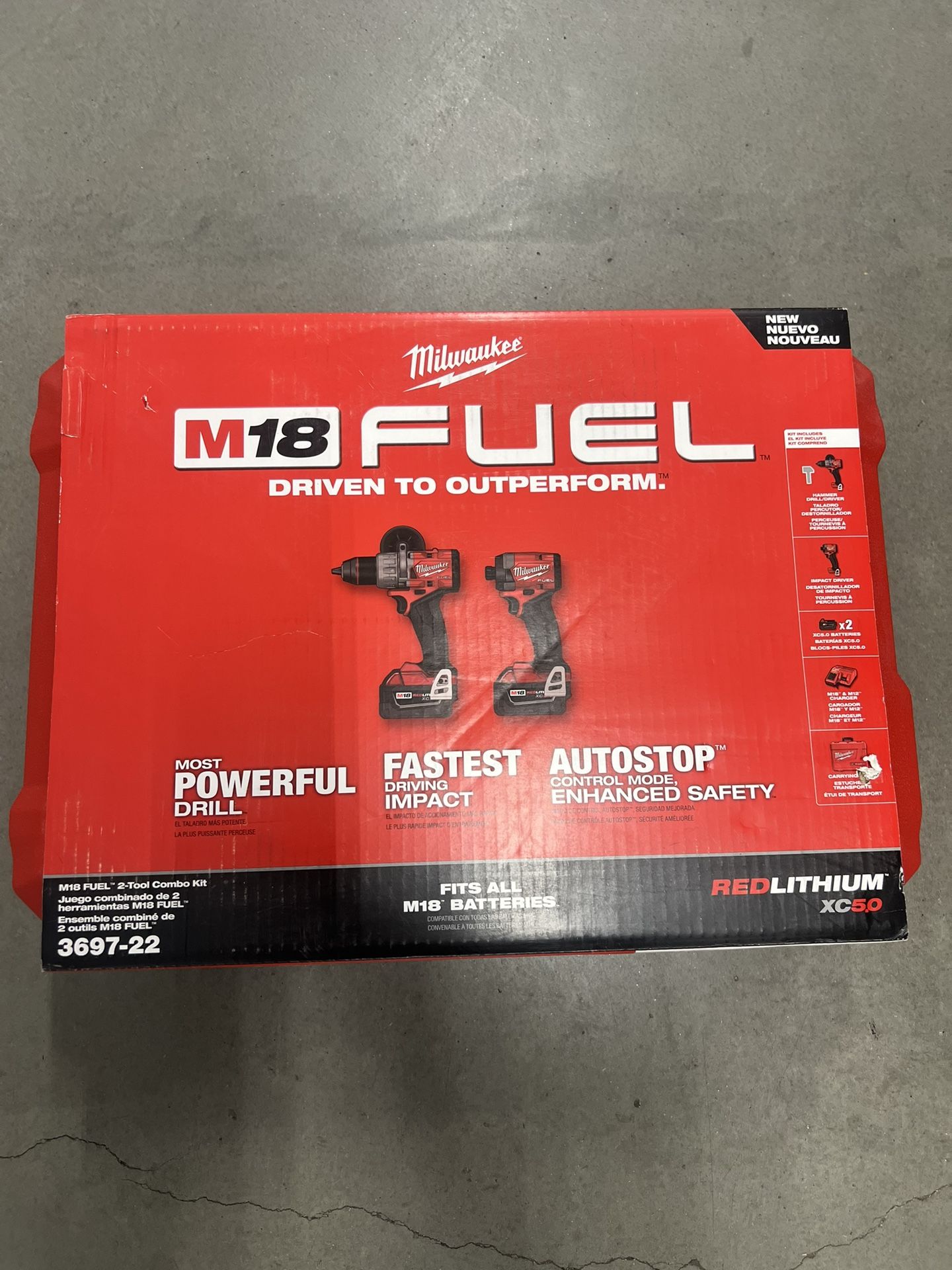 Milwaukee M18 FUEL 18V Lithium-Ion Brushless Cordless Hammer Drill and Impact Driver Combo Kit (2-Tool) with 2 Batteries