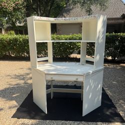 White Floral Painted Corner Vanity
