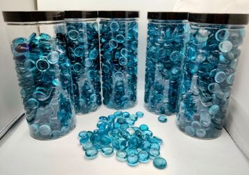 Blue Glass Pebbles / Vase Filler / Decorative Rocks – 5 Jars