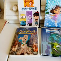 8 DVDs Children Movies And One VHS All$15
