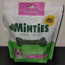 NEW Minties Dental Dog Bone Treats, Maximum Mint (40 ct.) Tiny Dogs 5-24lb Dogs
