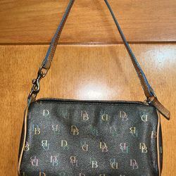 Vintage Y2K Dooney & Bourke Signature Monogram Leather Small Shoulder Bag