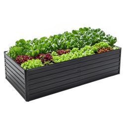 8X4X2ft Galvanized Raised Garden Bed Kit, Rectangular Large Metal Deep Root Planters for Outdoor Plants Vegetables Flowers Herb, 481 Gallon Capacity