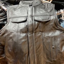 New Harley Davidson Motorcycle Club Style Leather Vest $140