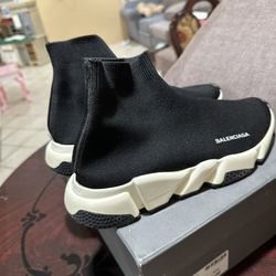 Balenciaga Speed Trainer Sneakers - Size 7.5 - Black/White - Excellent Condition