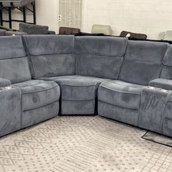 New Corduroy Recliner Sectional Couch / Free Delivery 