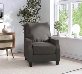 Pushback Recliner, Living Room Chair, Charcoal faux leather