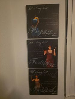 Set of 3 Religious Wall Art Plaques - Prepare, Fortify, Instruct