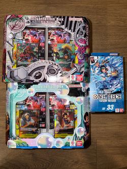 One Piece Illustration Boxes Vol. 7 & 8 + ST-33 Blue Kuzan Starter Decks