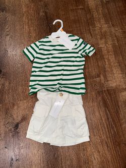 Ralph Lauren green and white striped baby set size 12 months