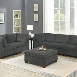 MODULAR SOFA AND LOVESEAT WITH OTTOMAN 