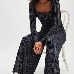 Free People Black and White Polka Dot Jumpsuit