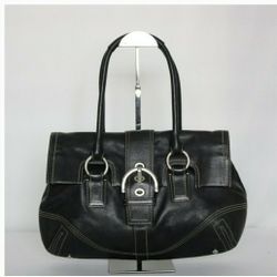 COACH Black Purse White Stitching E05S-8A11
