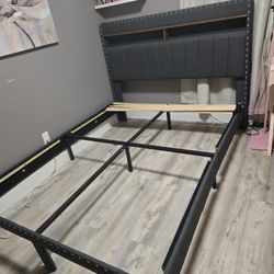 Queen Tuffted Bedframe And Mattress