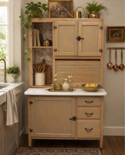 Vintage Hoosier Solid Wood Cabinet