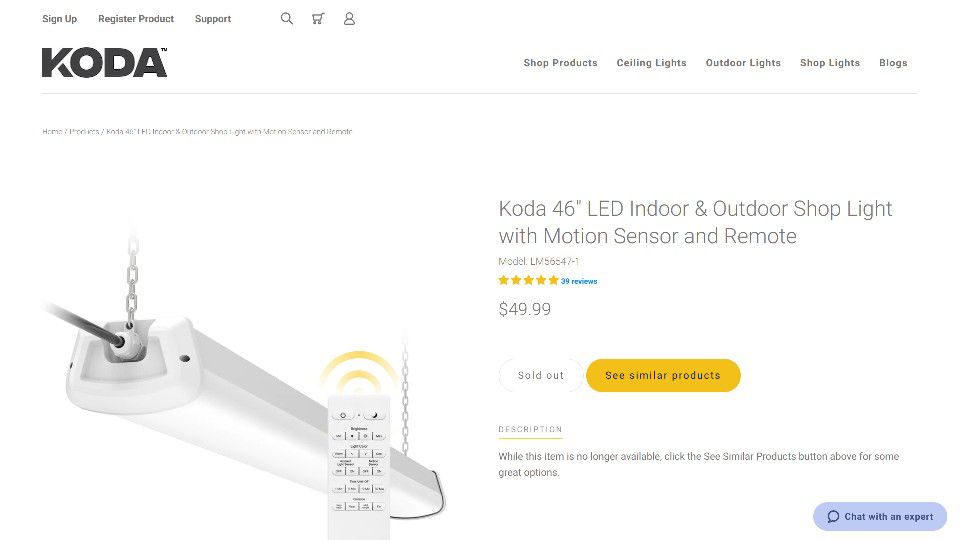 Koda LED Shop Light 46" with Remote | Used - $15 | Make Offer