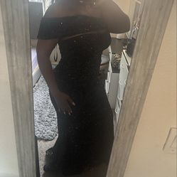 Black sequins prom dress