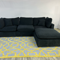 ( Delivery Available ) Black Modular Sectional Couch and Ottoman