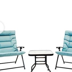 Patio Ste 2 Chairs ,& Glass Top Table