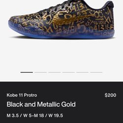 Kobe 11 Protro Black And Metallic Gold 