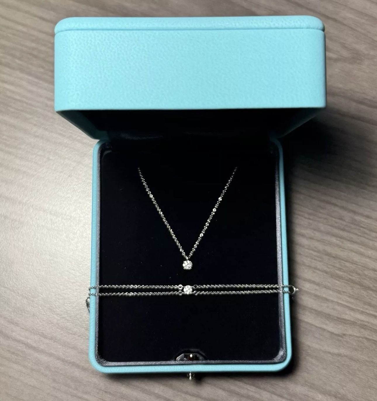 Tiffany & Co. Solitaire Diamond Pendant & Bracelet Set 