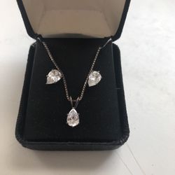 Beautiful Sterling Silver Earrings And Necklace Set