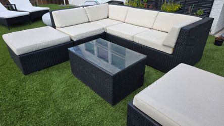 Wicker 7 piece patio furniture set