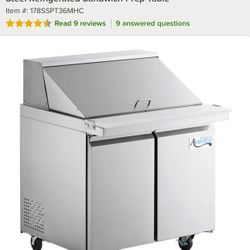 Sandwich Prep Station 36" 2 Door Mega Top Stainless Steel Refrigerated Sandwich