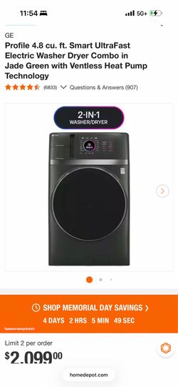 Smart UltraFast Electric Washer Dryer Combo!