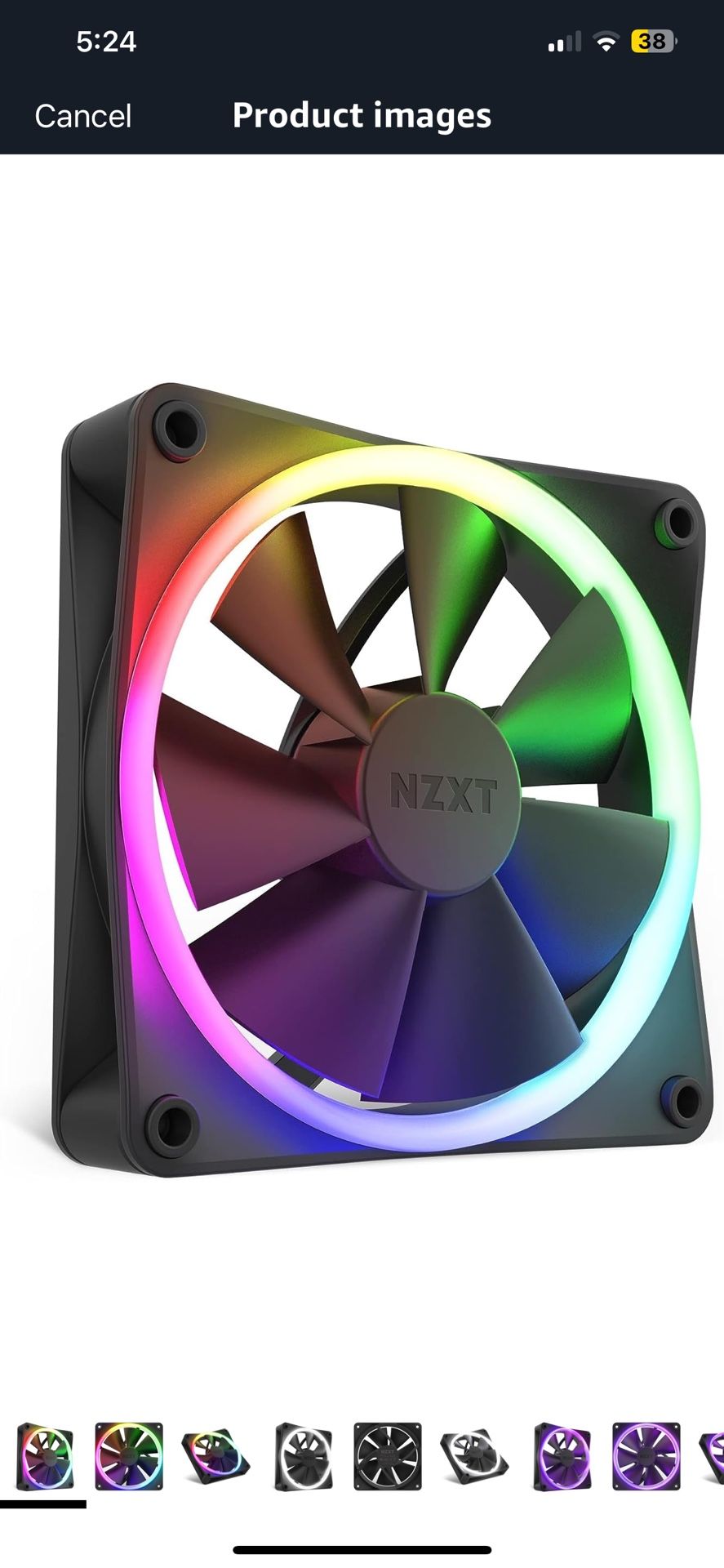 NZXT F120 RGB – 120mm RGB PWM PC Fan – High Airflow, Low Noise – Fluid Dynamic Bearing – Single