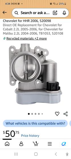 SCITOO Electronic Throttle Body Fit for Chevrolet for HHR 2006, S20098
Direct OE Replacement for Chevrolet for Cobalt 2.2L 2005-2006, for Chevrolet fo