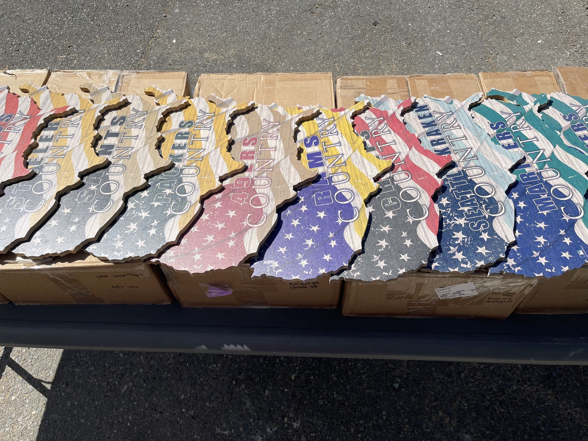 America Shaped Sports Wood Signs Lot