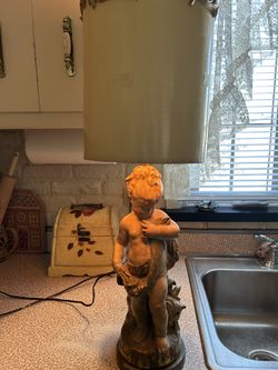 1920s Granitex Figural Roman Female  Lamp Rare not Orig Shade/Cherub/Antique/Vintage