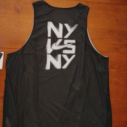 Nike Mens NY vs NY Basketball Jersey Top Black Gray XL Reversible