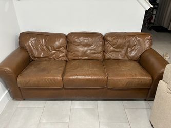 Brown leather couch