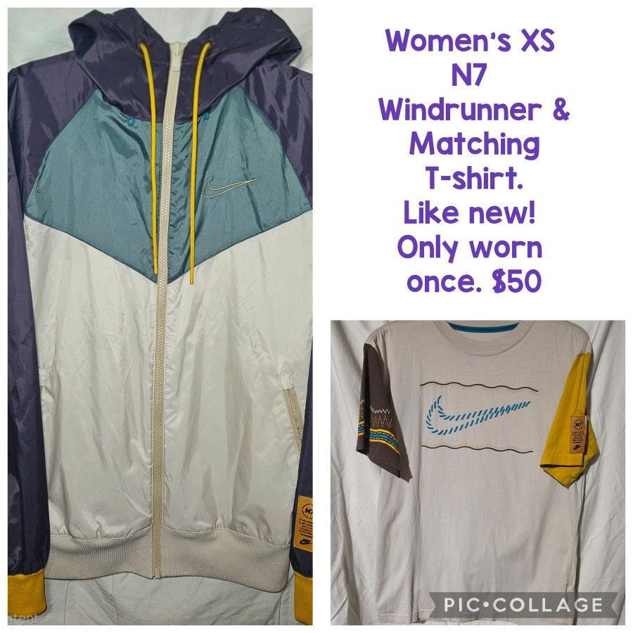Nike N7 Women’s Windrunner & T-Shirt Size Xs. Like New.
