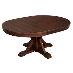 Pottery Barn-Benchwright Dark Round Pedestal Dining Table – Solid Wood