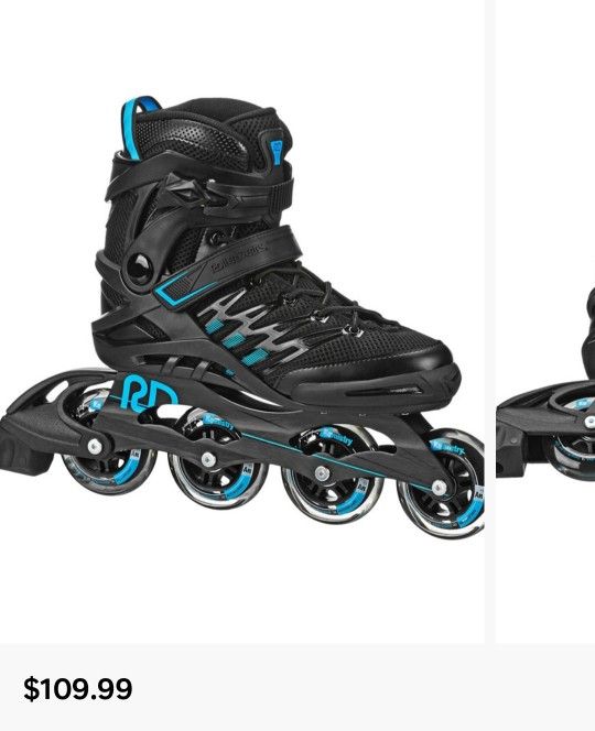 Roller Derby Custom Adult In-Fit Skates - Blue/Black 9-12: Adjustable, Padded Boot Shaft