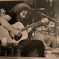 Photograph Of Jerry Garcia Playing Acoustic Guitar 