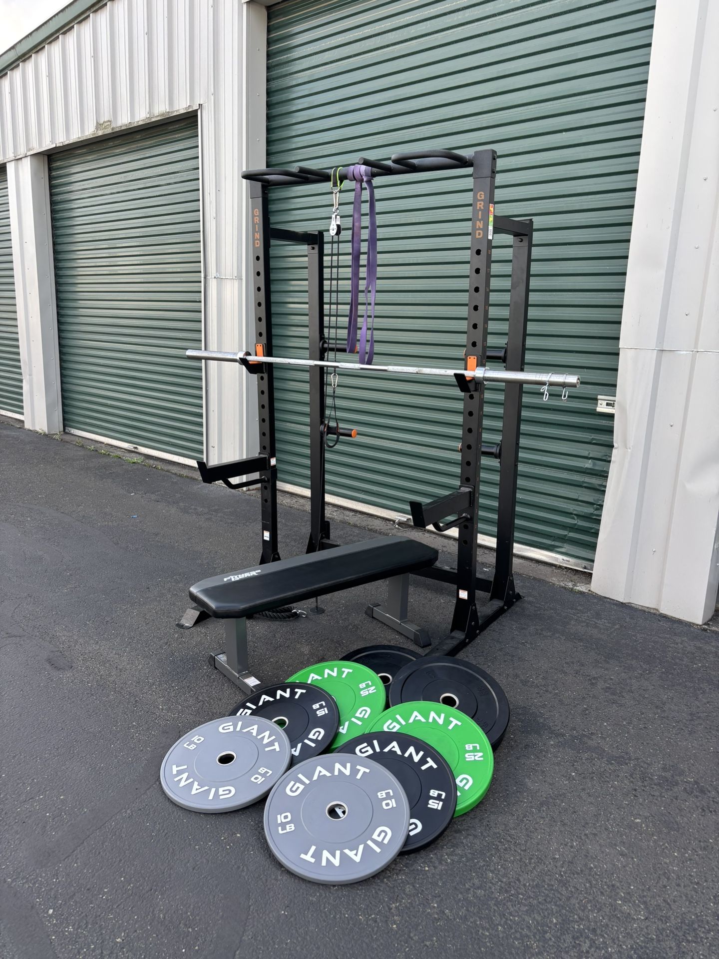 Gym Bumper Weights Bar Bench