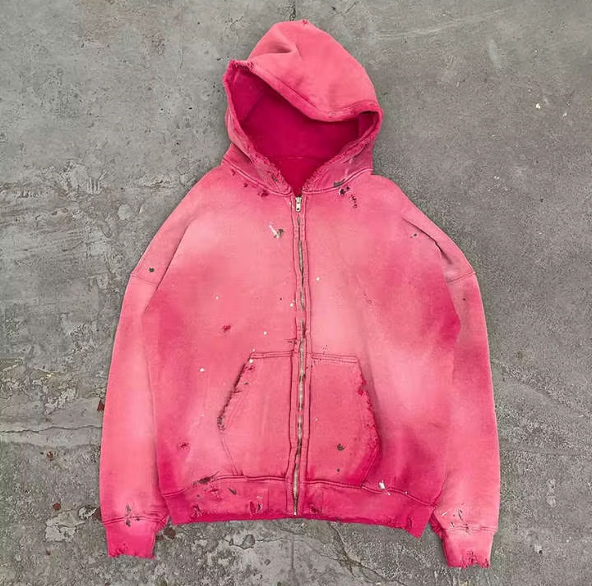 Vintage Acid Wash Hoodie Zip Up