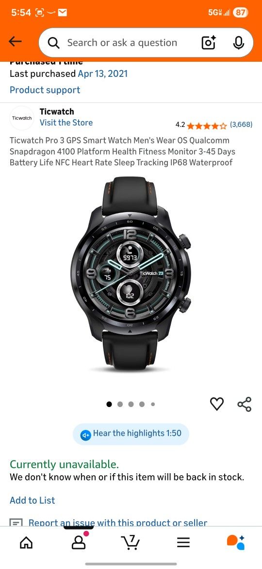 Ticwatch Pro 3 GPS Smart Watch