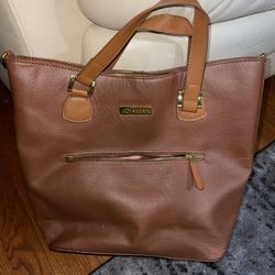 Joy & Iman Alexandria Cognac Leather Tote and Crossbody
